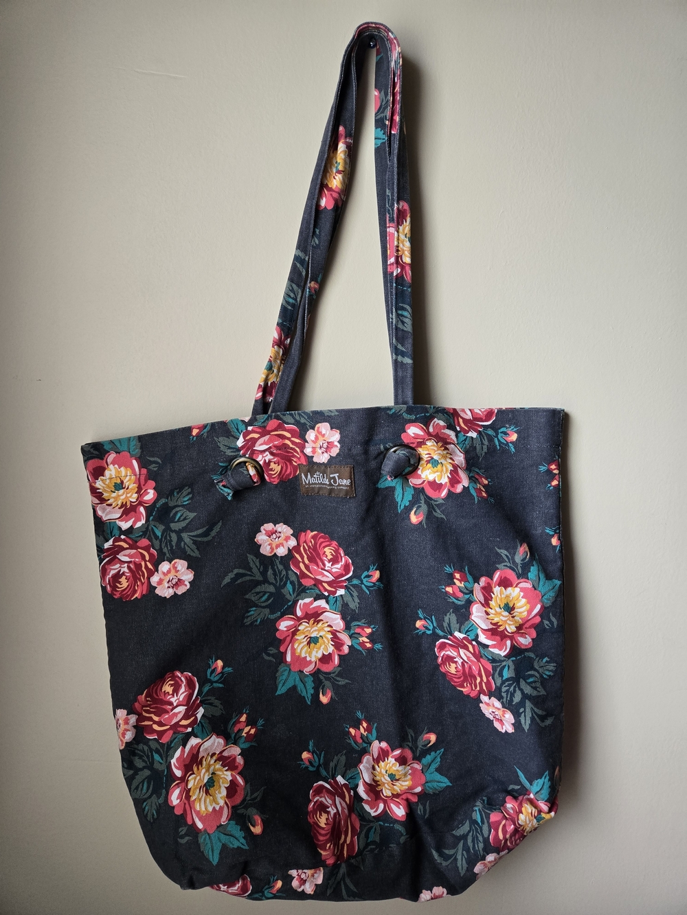 Matilda Jane Floral Canvas Tote Bag - Black Floral